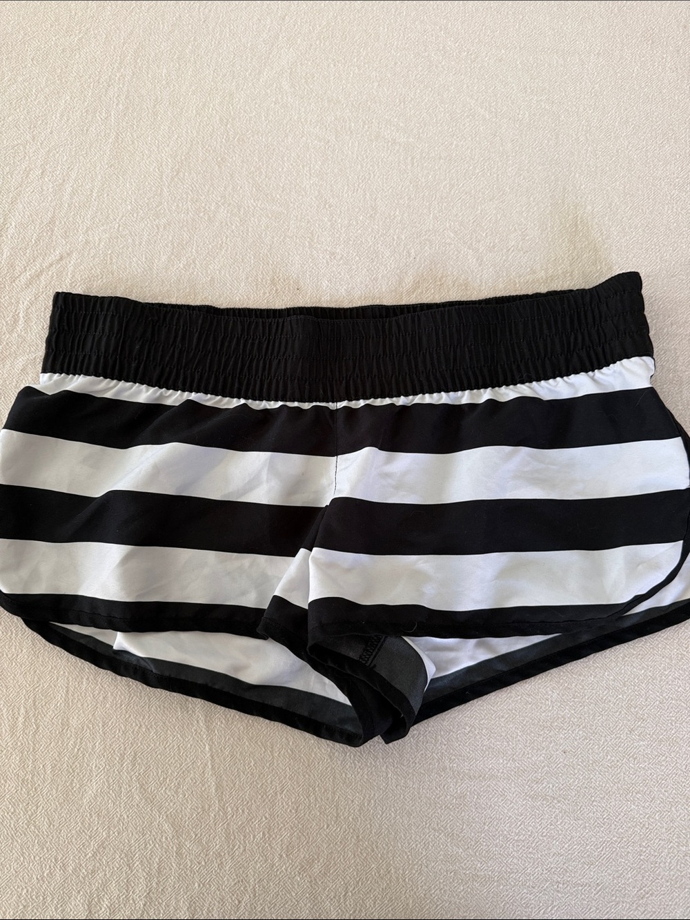 Black & White Striped Women's Swim Shorts
